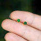 18K Solid Gold Natural Green Jadeite Jade Stud Earrings