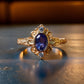 Natural Tanzanite Victorian Engagement Ring in 18K Gold