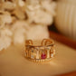 Renaissance Archway Ring in 18k Gold with Ruby/Yellow Sapphire