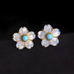 Mother of Pearl Flower Stud Earrings with Natural Turquoise