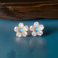 Mother of Pearl Flower Stud Earrings with Natural Turquoise