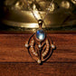 Blue Moonstone Art Nouveau 18K Solid Gold Pendant