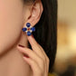 Lapis Lazuli Clover Statement Earrings with Natural Akoya Pearl