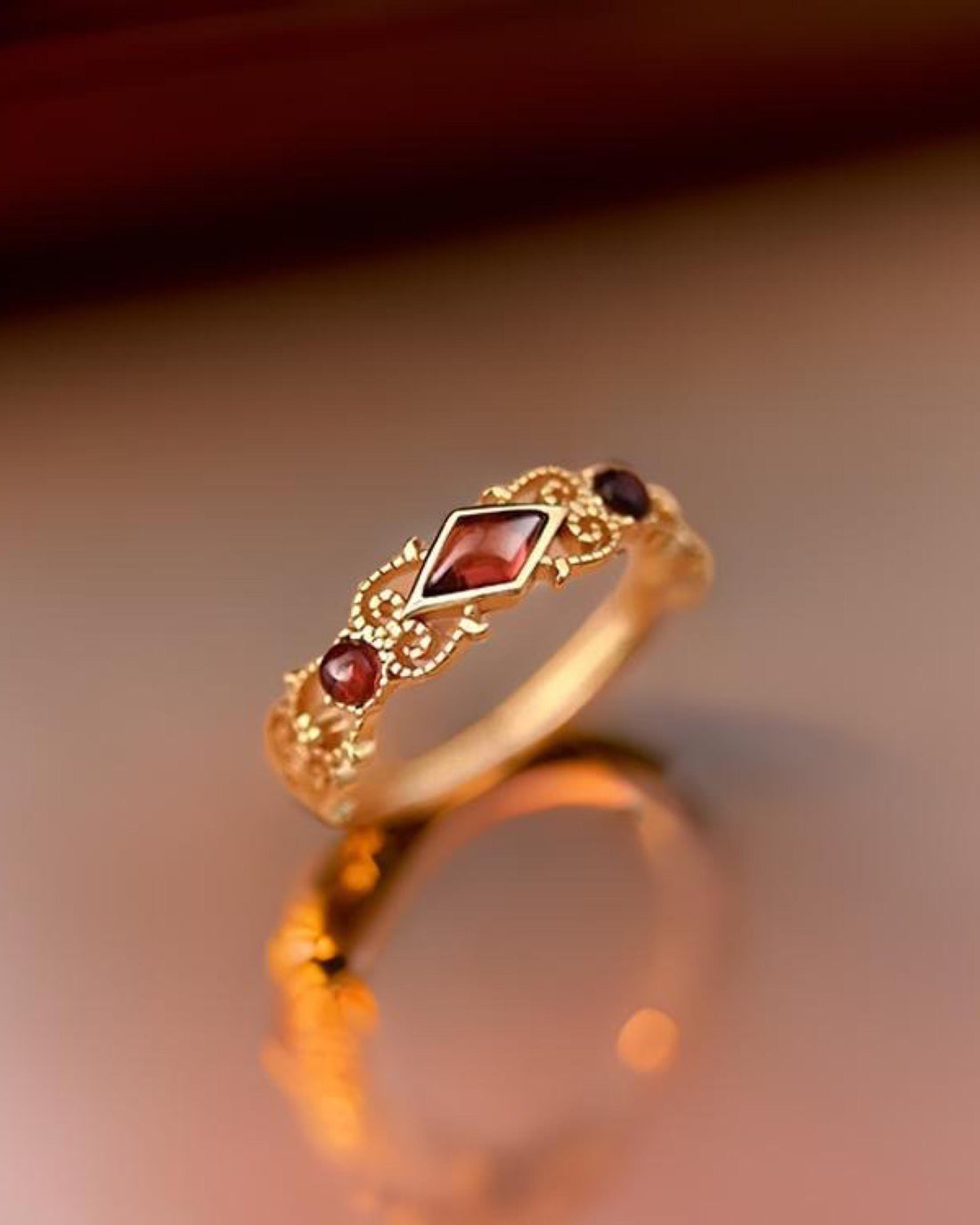 Garnet 18k Gold Vermeil Ring