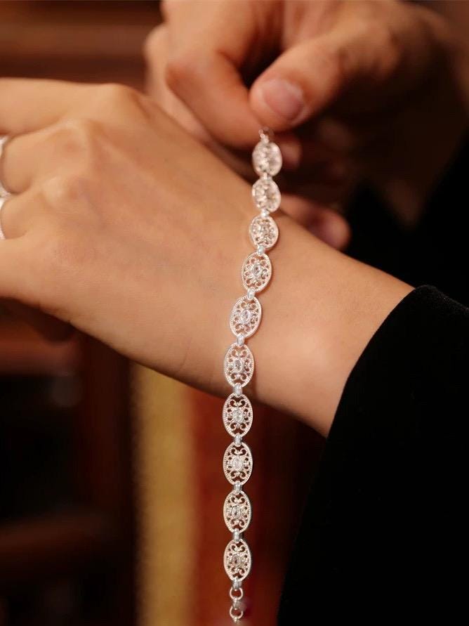 Filigree Station Link Cuff with Crystals