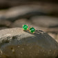 18K Solid Gold Natural Green Jadeite Jade Stud Earrings