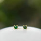 18K Solid Gold Natural Green Jadeite Jade Stud Earrings