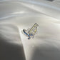 18k Solid White Gold Diamond Sapphire Butterfly Ring