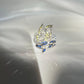 18k Solid White Gold Diamond Sapphire Butterfly Ring