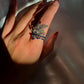 18k Solid White Gold Diamond Sapphire Butterfly Ring