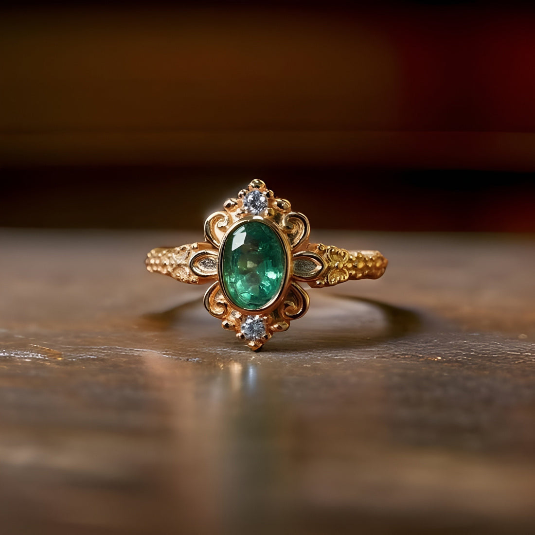 Victorian Emerald 18k Gold Ring