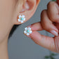 Mother of Pearl Flower Stud Earrings with Natural Turquoise