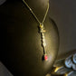 Rubellite Tourmaline Amulet Pendant Necklace with Multi-Color Quartz Crystals in .925 Sterling Silver