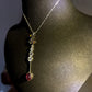 Rubellite Tourmaline Amulet Pendant Necklace with Multi-Color Quartz Crystals in .925 Sterling Silver