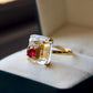 Ruby and Clear Quartz Art Deco Ring