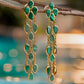 Malachite Teardrop Tassel 18K Gold Earrings