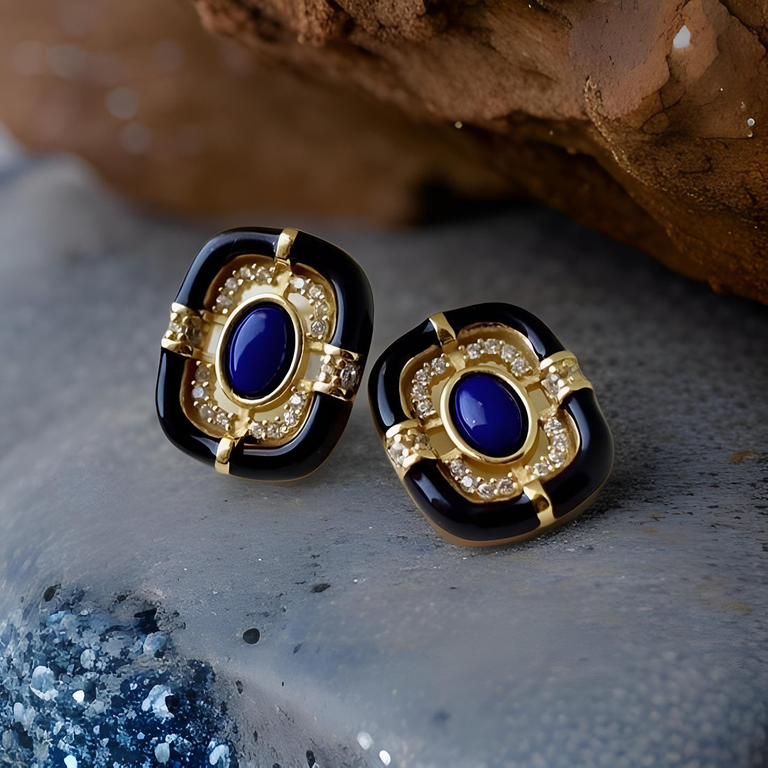 Lapis Lazuli 18k Gold Vermeil Stud Earrings