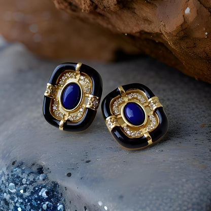 Lapis Lazuli 18k Gold Vermeil Stud Earrings