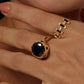18K Solid Gold Black Obsidian and Diamonds Ring | Unique Black Gemstone Statement Ring | Luxury Jewelry, statement Ring, Cocktail Ring