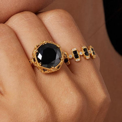 18k Gold Obsidian Crystal Ring