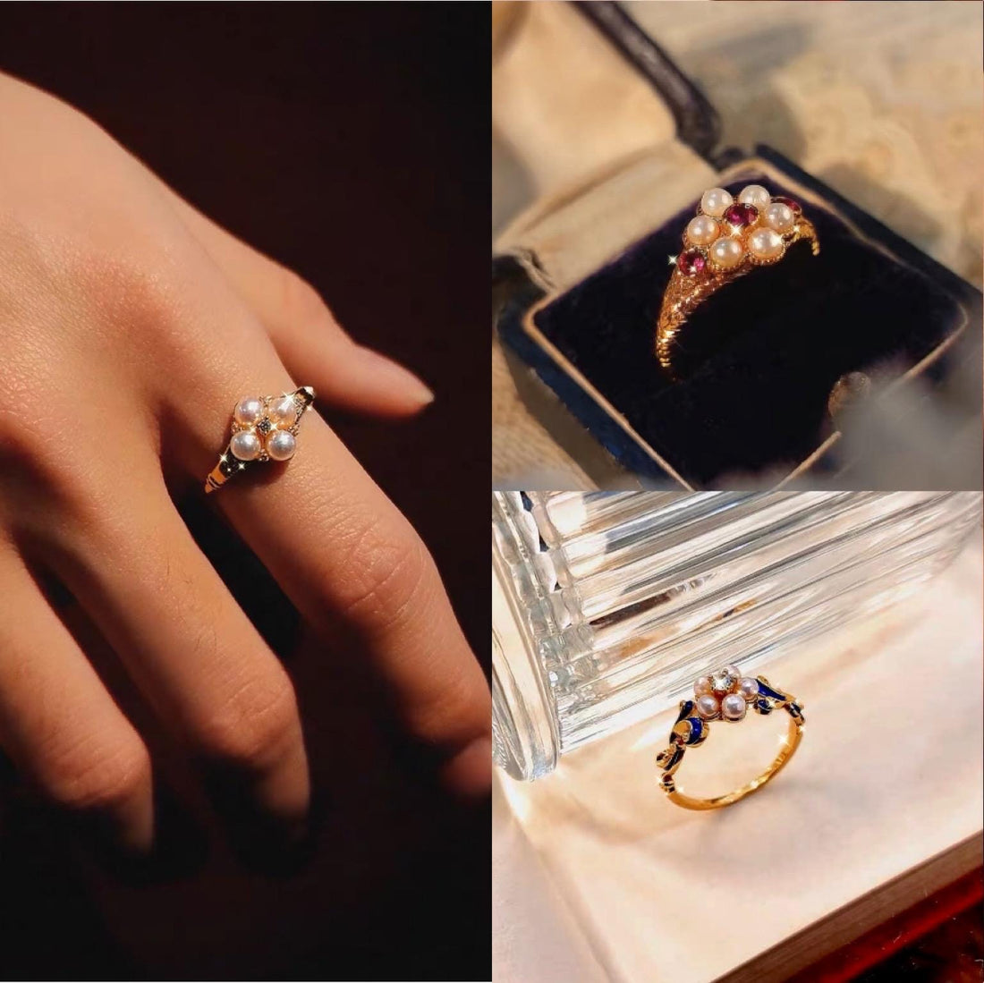 Natural Pearl Ring – Delicate Cluster Design