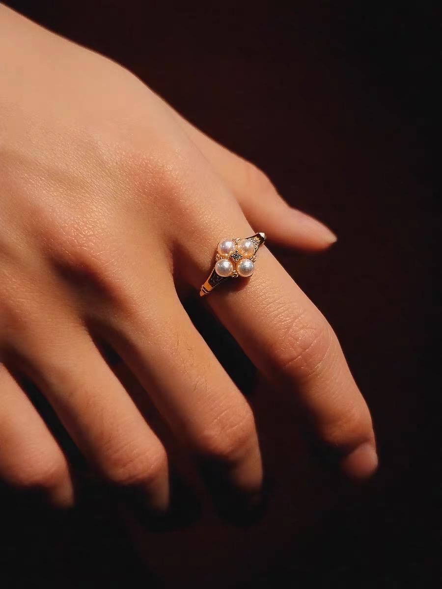 Natural Pearl Ring – Delicate Cluster Design
