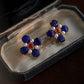 Lapis Lazuli Clover Statement Earrings with Natural Akoya Pearl