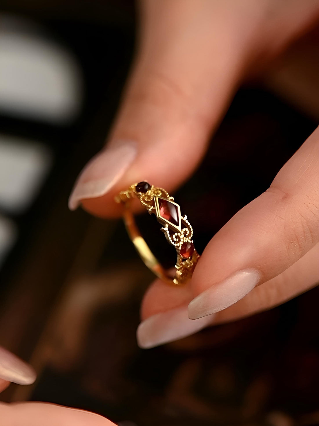 Garnet 18k Gold Vermeil Ring