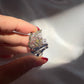 18k Solid White Gold Diamond Sapphire Butterfly Ring
