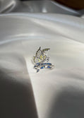 18k Solid White Gold Diamond Sapphire Butterfly Ring