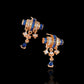 Vintage French-Inspired Small-Batch Artisanal Earrings with Baguette Diamonds and Blue Sapphires in Gold, Statement Earrings