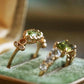 Peridot and White Topaz 14K Gold Ring – Natural Gemstone Vintage-Inspired Ring