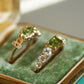 Peridot and White Topaz 14K Gold Ring – Natural Gemstone Vintage-Inspired Ring