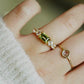Peridot and White Topaz 14K Gold Ring – Natural Gemstone Vintage-Inspired Ring