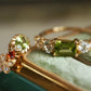 Peridot and White Topaz 14K Gold Ring – Natural Gemstone Vintage-Inspired Ring