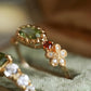 Peridot, Garnet & Citrine 14K Gold Vermeil Ring – Vintage Gemstone Floral Jewelry