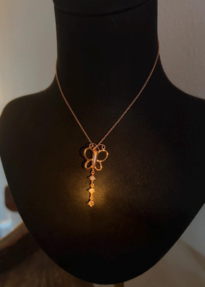 Natural Champagne Diamonds Butterfly Necklace