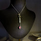 Rubellite Tourmaline Amulet Pendant Necklace with Multi-Color Quartz Crystals in .925 Sterling Silver
