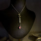 Rubellite Tourmaline Amulet Pendant Necklace with Multi-Color Quartz Crystals in .925 Sterling Silver