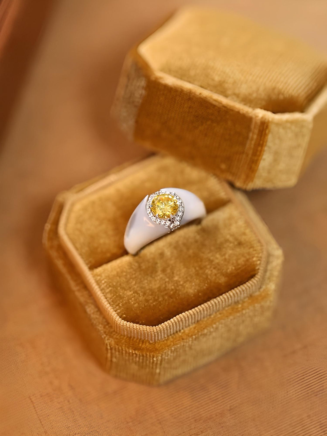 Mother of Pearl and Gem Cocktail Ring