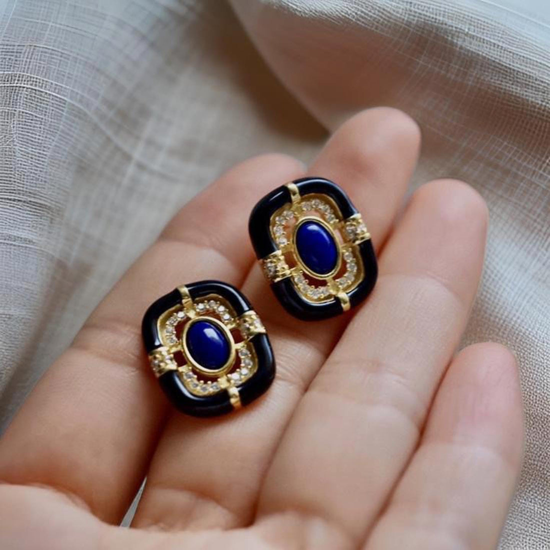 Lapis Lazuli 18k Gold Vermeil Stud Earrings