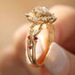 18K Gold Vermeil Moissanite Ring with Ruby Accents