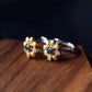 Natural Blue Sapphire Daisy Earrings