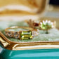 Peridot and White Topaz 14K Gold Ring – Natural Gemstone Vintage-Inspired Ring