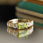 Peridot and White Topaz 14K Gold Ring – Natural Gemstone Vintage-Inspired Ring
