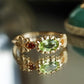 Peridot, Garnet & Citrine 14K Gold Vermeil Ring – Vintage Gemstone Floral Jewelry