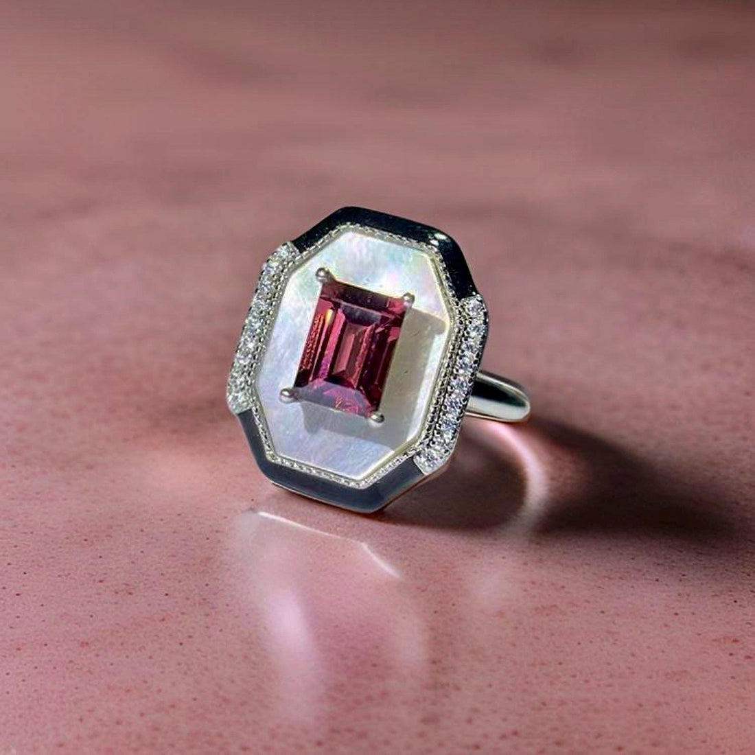 Berry Garnet and Onyx Statement Ring