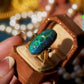 Moghul Black Opal Carved Ring in 14K Gold – Unique Double-Sided Statement Jewelry