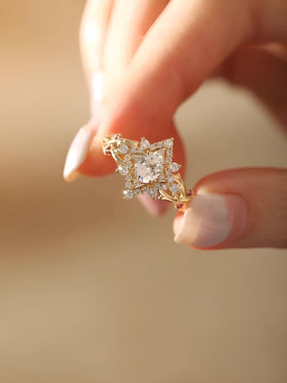 18K Gold Vermeil Moissanite Ring with Ruby Accents