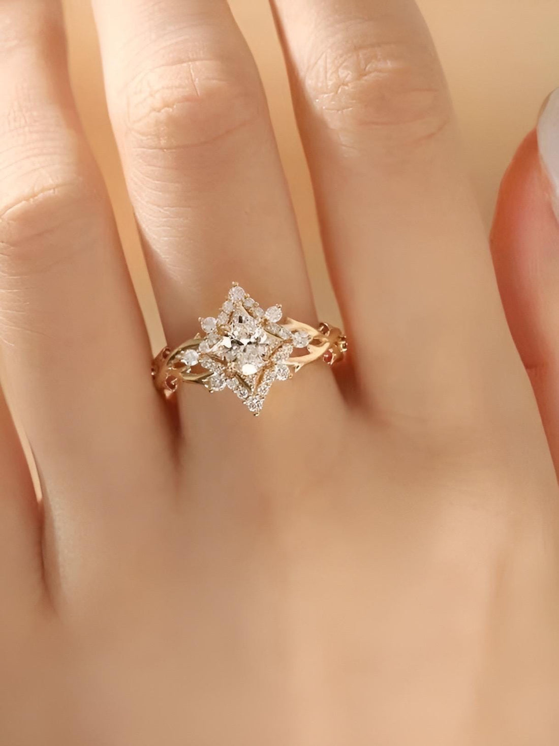 18K Gold Vermeil Moissanite Ring with Ruby Accents